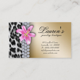Schmuck-Leopard-Geschäfts-Karten-Lilien-Blume Visitenkarte