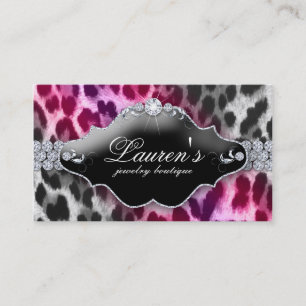 Schmuck-Leopard-Visitenkarte-Rosa-Schwarzes Visitenkarte