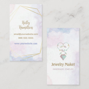 Schmuck Maker Necklace Watercolor Business Card Visitenkarte