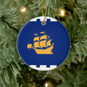 Schmuck mit Flagge von Quebec City, Kanada Keramik Ornament