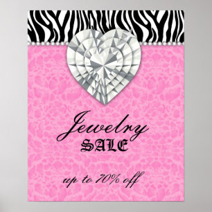 Schmuck Poster Sale Leopard Herz Pearl Lace Pink