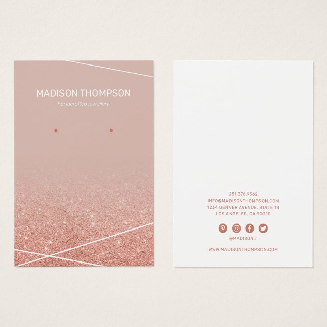 Schmuck Rose Gold Glitzer Earring Display (Vorne & Hinten)