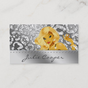 Schmuck-Visitenkarte-blonder Leopard, der Silve Visitenkarte