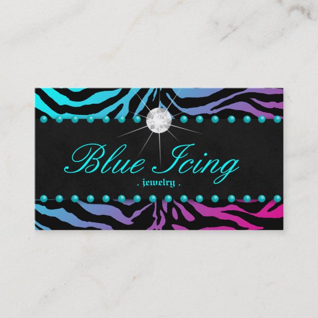 Schmuck-Visitenkartezebra-blaue Punkt-blaues Rosa Visitenkarte (Vorderseite)