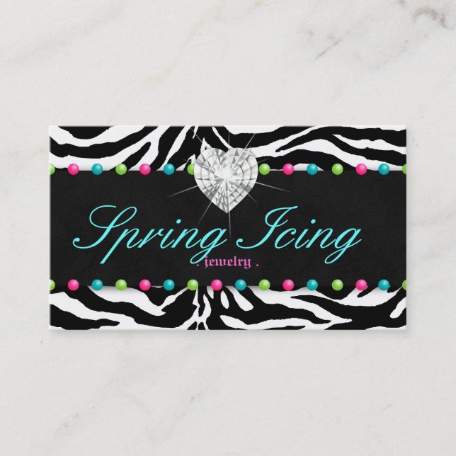 Schmuck-Visitenkartezebra-Frühling punktiert Visitenkarte (Vorderseite)