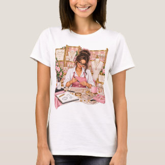 Schmuckdesigner T-Shirt | Elegantes Rosa & Gold Sc