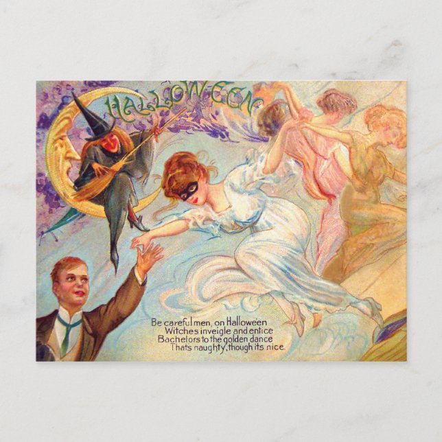 Schmucker: Goldener Tanz zu Halloween Postkarte (Vorderseite)