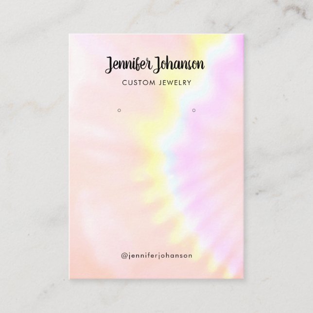 Schmuckhalter Ohrringe Rosa Rainbow Holographic Visitenkarte (Vorderseite)