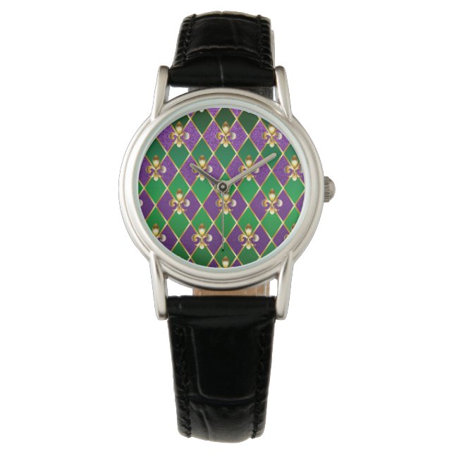 Schmuckhintergrund Mardi Gras Armbanduhr (Vorderseite)