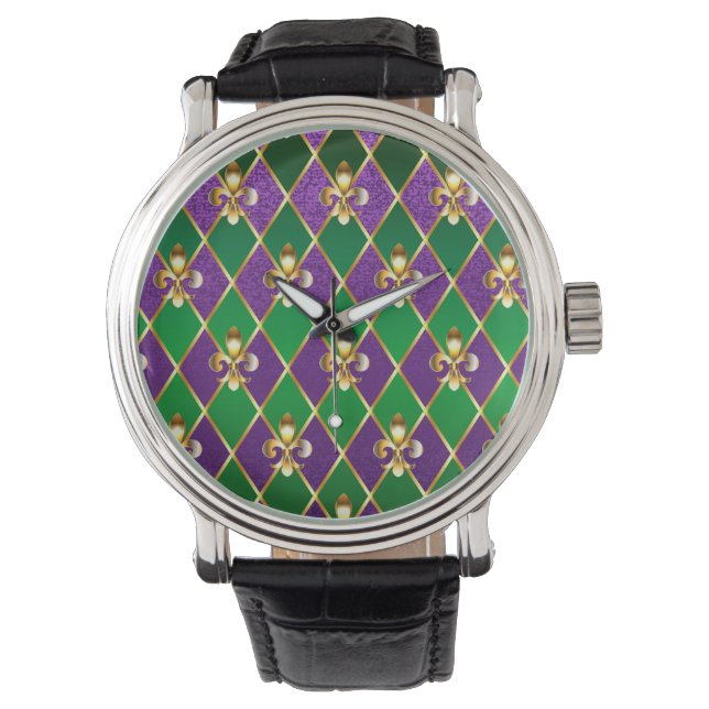 Schmuckhintergrund Mardi Gras Armbanduhr (Vorderseite)