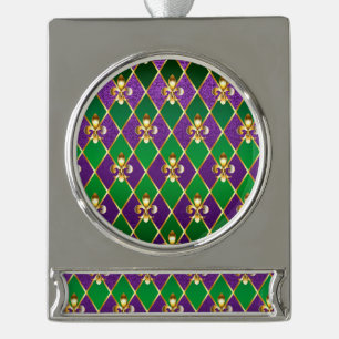 Schmuckhintergrund Mardi Gras Banner-Ornament Silber