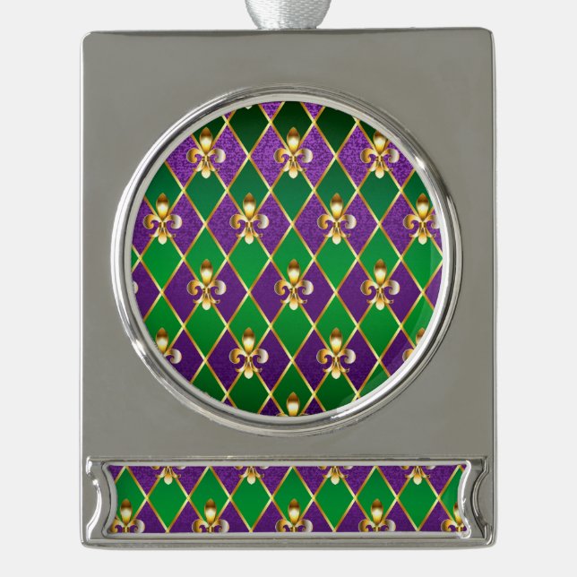 Schmuckhintergrund Mardi Gras Banner-Ornament Silber (Vorderseite)
