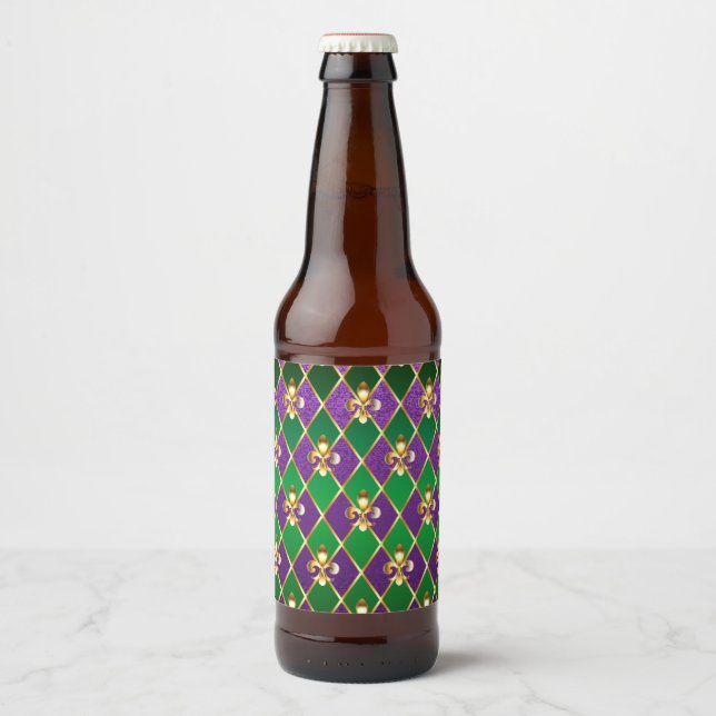 Schmuckhintergrund Mardi Gras Bierflaschenetikett (Vorderseite)