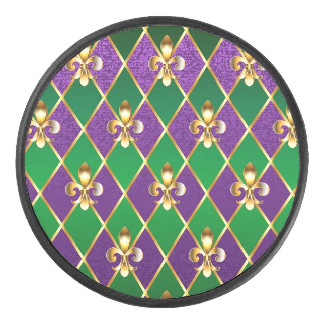Schmuckhintergrund Mardi Gras Eishockey Puck (Vorderseite)