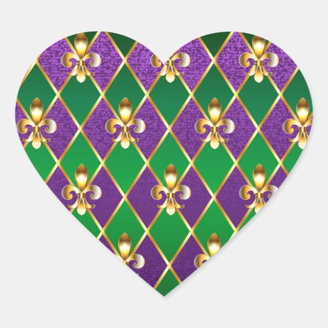 Schmuckhintergrund Mardi Gras Herz-Aufkleber (Vorderseite)