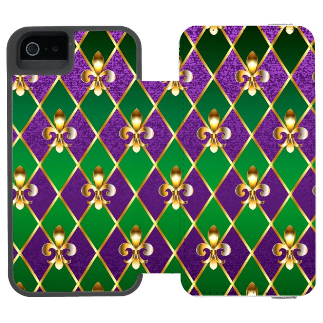 Schmuckhintergrund Mardi Gras Incipio iPhone Geldbeutel-Hülle (Folio Geöffnet)