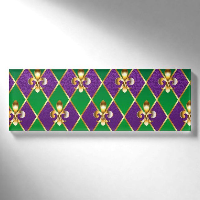 Schmuckhintergrund Mardi Gras Namenschild (Vorderseite)