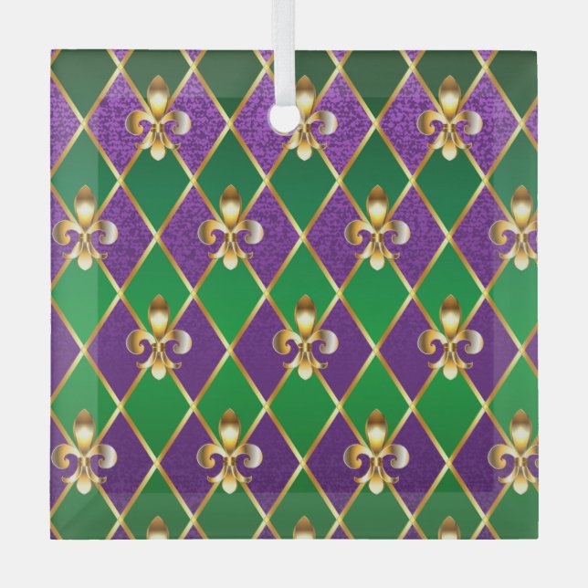 Schmuckhintergrund Mardi Gras Ornament Aus Glas (Vorderseite)