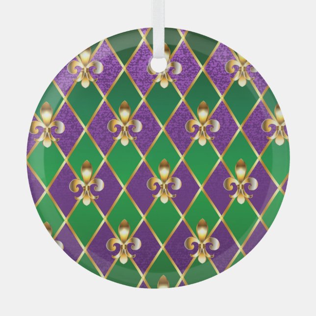Schmuckhintergrund Mardi Gras Ornament Aus Glas (Vorderseite)