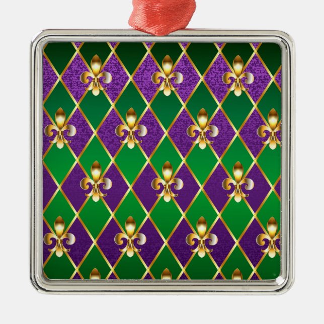 Schmuckhintergrund Mardi Gras Ornament Aus Metall (Vorne)