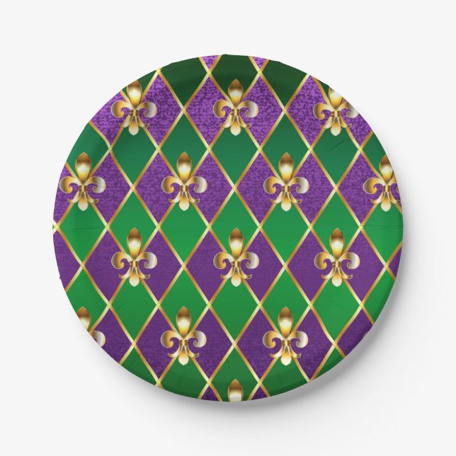 Schmuckhintergrund Mardi Gras Pappteller (Vorderseite)