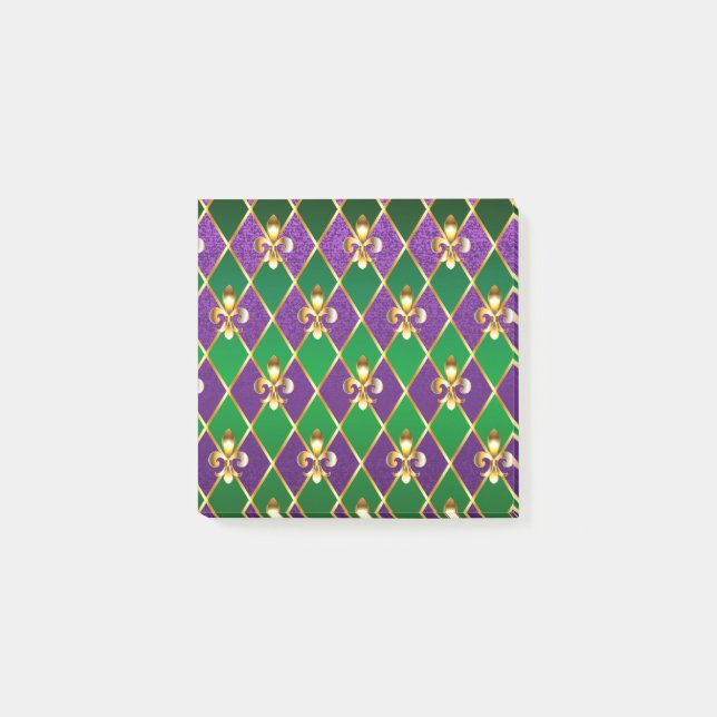 Schmuckhintergrund Mardi Gras Post-it Klebezettel (Vorderseite)