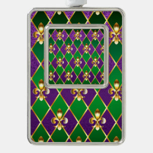 Schmuckhintergrund Mardi Gras Rahmen-Ornament Silber
