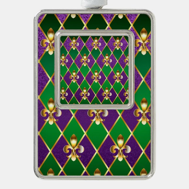 Schmuckhintergrund Mardi Gras Rahmen-Ornament Silber (Vorderseite)