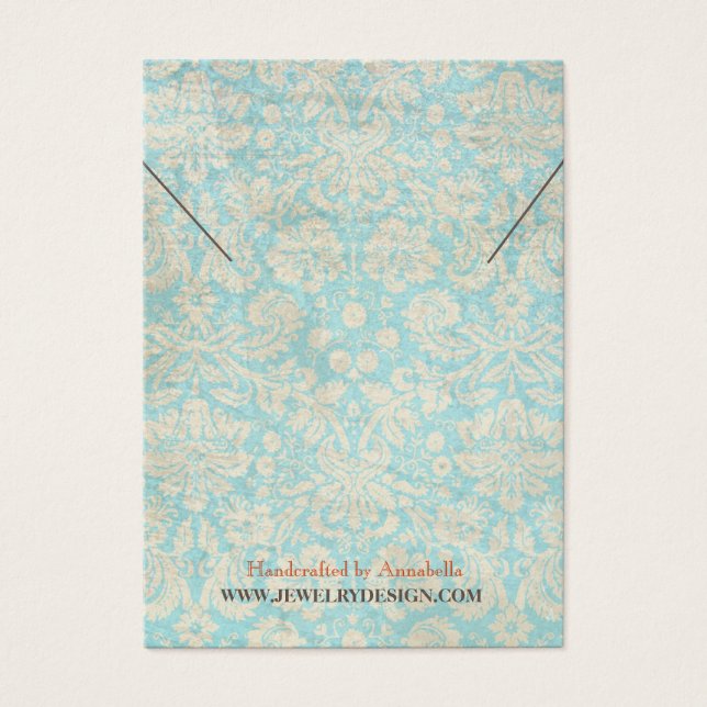 Schmuckkarte Necklace ・ Aquamarine Damask (Vorderseite)