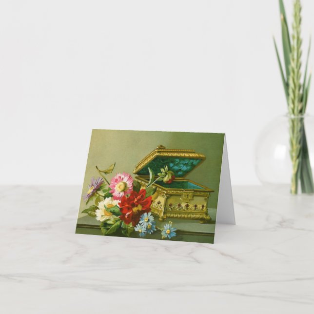 Schmuckkasten und Blume Maßgeschneiderte Notizkart Karte (Vorderseite)