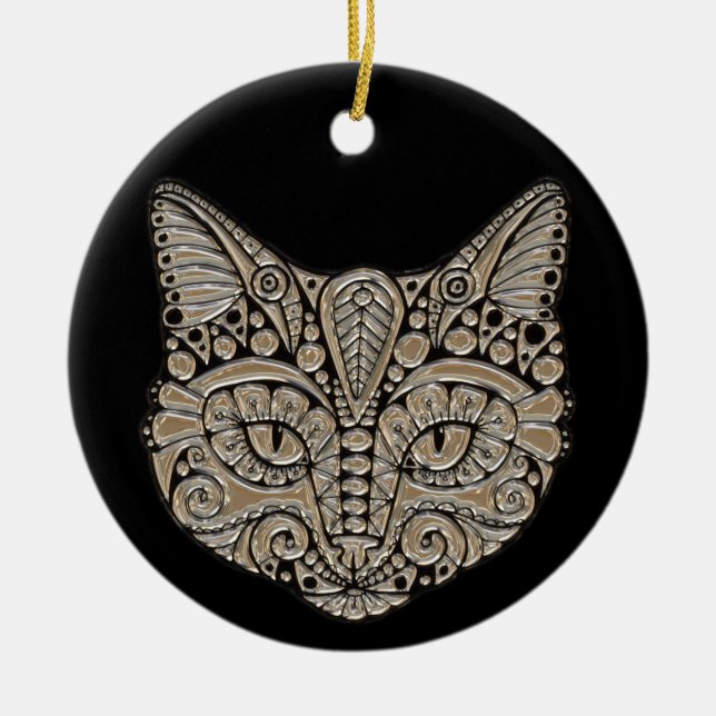 Schmuckkatzenschmuck in Keramik Keramik Ornament (Vorne)