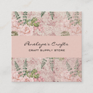 Schmucklose rosa Blumen Business Card im Quadrat Quadratische Visitenkarte