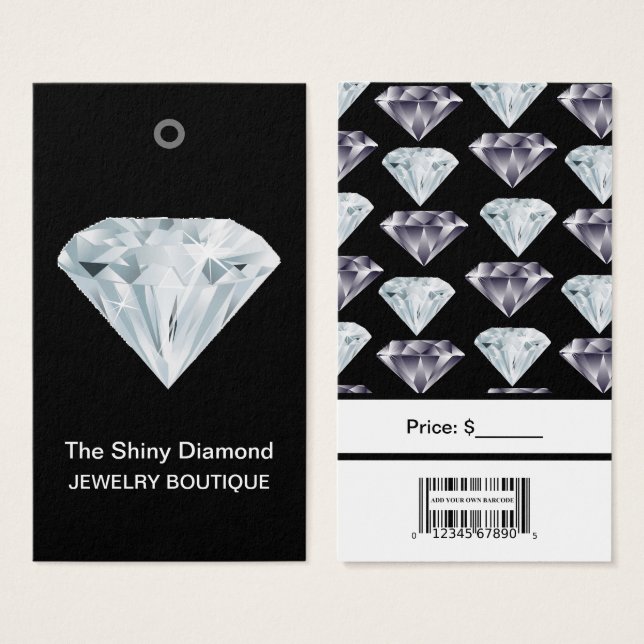 Schmuckpreismarken Diamant mit Barcode (Vorne & Hinten)