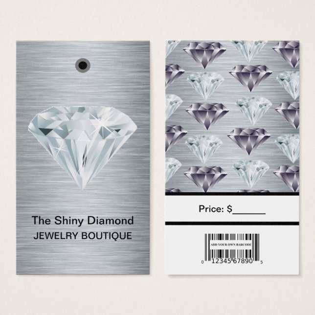 Schmuckpreismarken Diamantsilber mit Barcode (Vorne & Hinten)