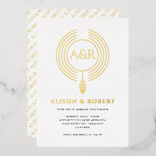 Schmuckrahmen inspiriert mit Initialen Folieneinladung