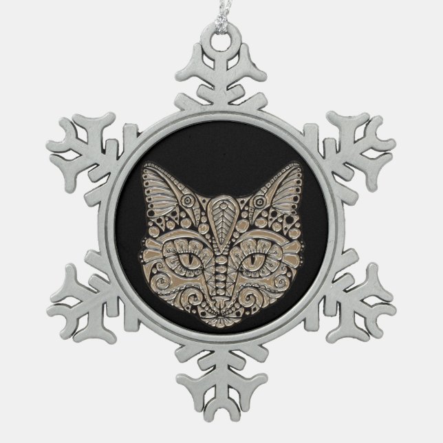 Schmuckschmuck Schneeflocken Zinn-Ornament (Vorderseite)