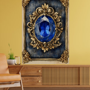 Schmuckstück, das mit einem großen blauen Edelstei Poster