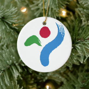 Schmuckstück mit Flagge von Seoul, Südkorea Keramik Ornament