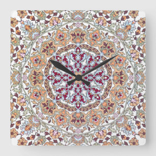 Schmückt Tazhib der persischen Kunst an~ordnen sie Quadratische Wanduhr