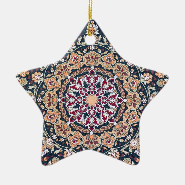Schmückt Tazhib der persischen Kunst Grund blauer Keramik Ornament (Vorne)