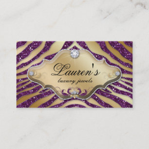Schmuckzebra-Geschäfts-Karten-Schein-lila Gold 2 Visitenkarte