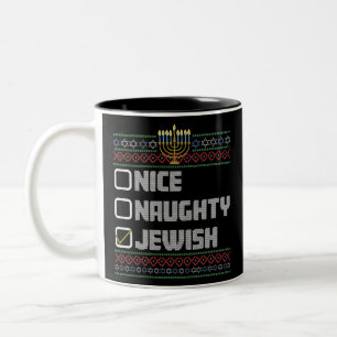 Schmuddelschöne jüdische Weihnachts-Hanukkah-Santa Zweifarbige Tasse