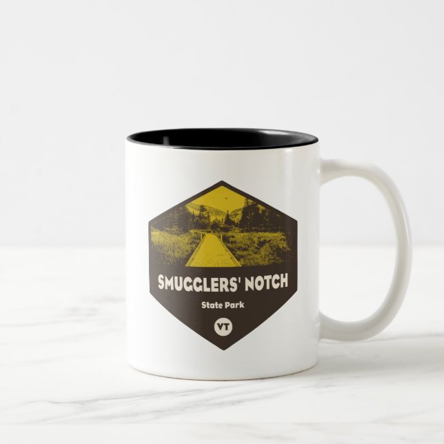 Schmuggler-Notch-Staat Park Vermont Zweifarbige Tasse (Rechts)