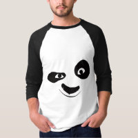 Schmunzelndes Panda-Gesicht Schwarz-Weiß-Grafik-T-