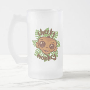Schmuseaffe Süße Cartoon-Primate-Zeichnung Mattglas Bierglas