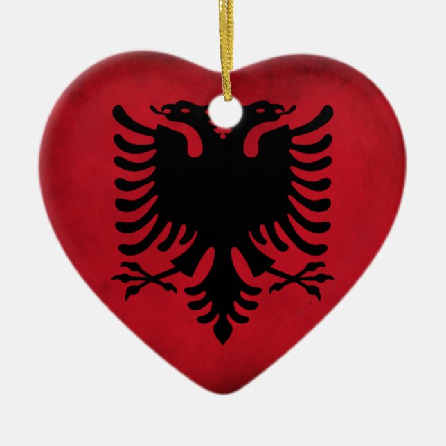 Schmutz-albanische Flagge [hohe Qualität] Keramik Ornament (Vorne)