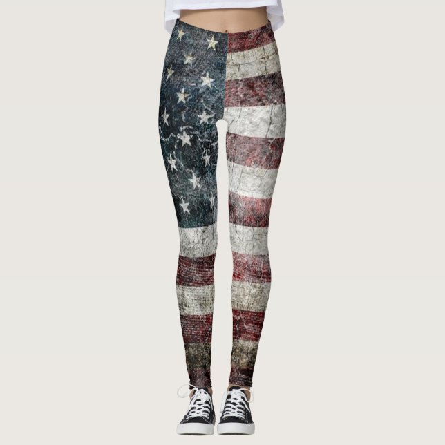 Schmutz-amerikanische Flagge Leggings (Vorderseite)