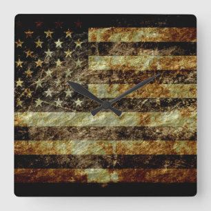 Schmutz-amerikanische Flagge Quadratische Wanduhr