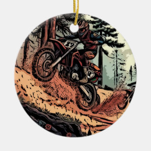 Schmutz aufwühlende Dirt-Bike-Rennfahrer Keramik Ornament