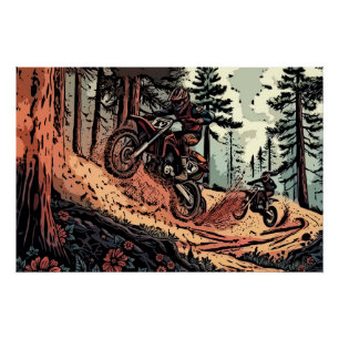 Schmutz aufwühlende - Dirt Bike-Rennfahrer Poster